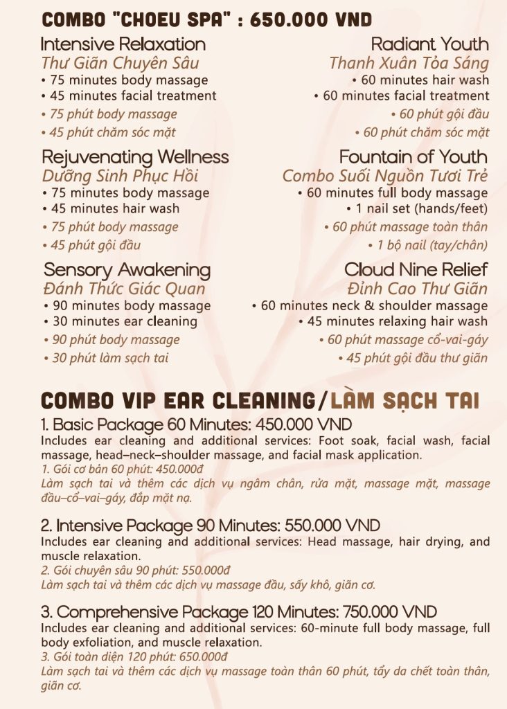 ChoeuSpa Danang Menu2