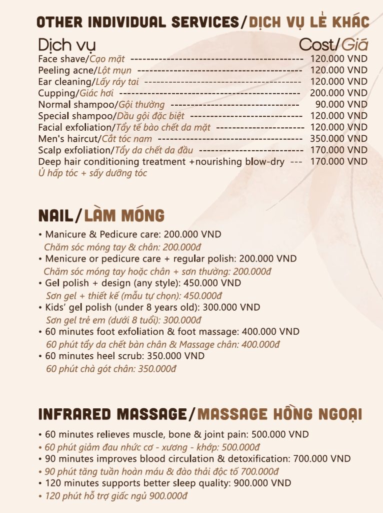 ChoeuSpa Danang Menu3