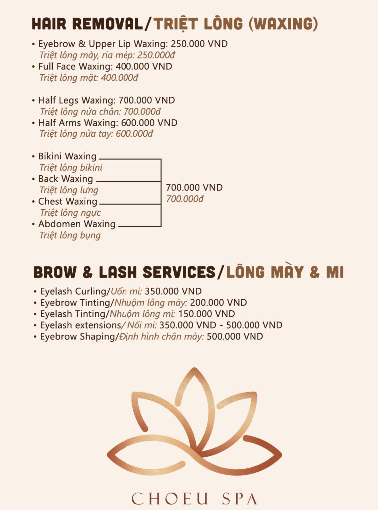ChoeuSpa Danang Menu4